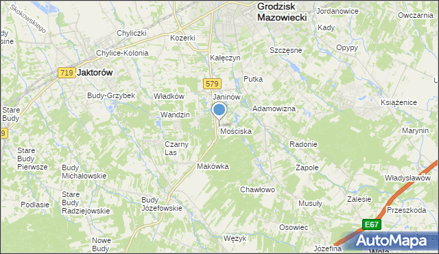 mapa Mościska, Mościska gmina Grodzisk Mazowiecki na mapie Targeo